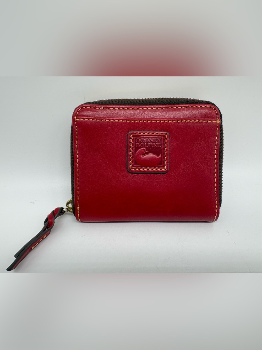 Dooney & Bourke Florentine Leather Red Zip Around Wallet